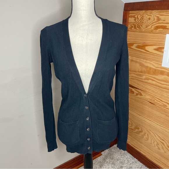 Madewell Inlet Button Up Long Sleeve Cotton Cardigan in Black Small - Picture 4 of 13